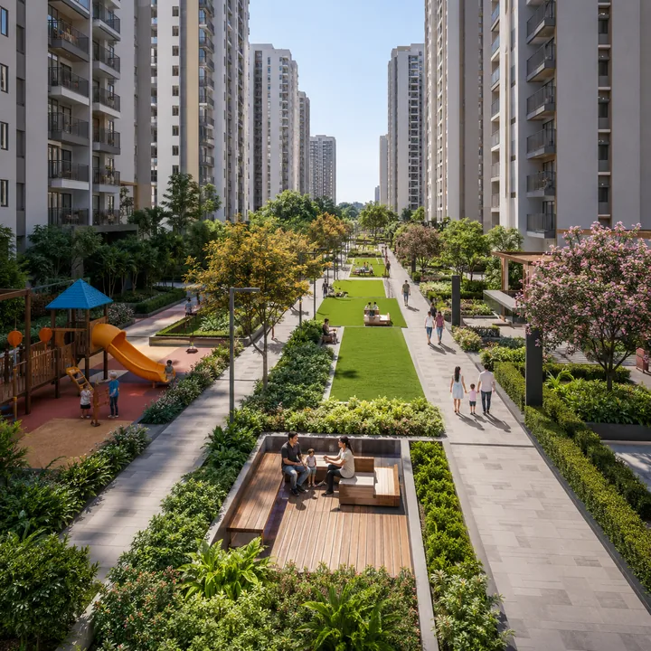 Prestige Chandapura landscaped garden and walking trail