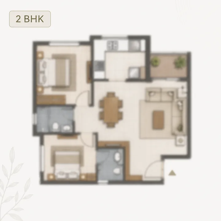Prestige Chandapura 2 BHK floor plan layout