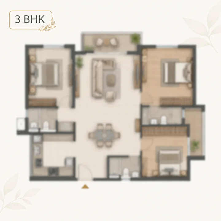 Prestige Chandapura 3 BHK floor plan layout