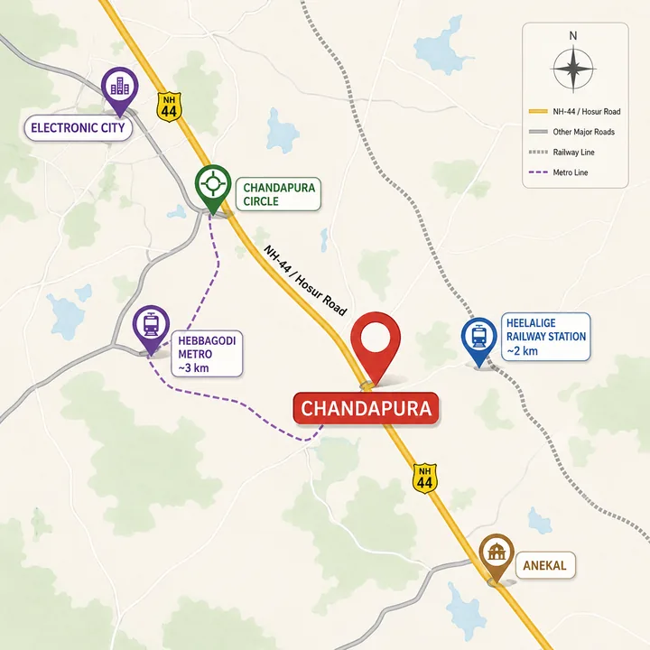 Prestige Chandapura location map showing nearby landmarks